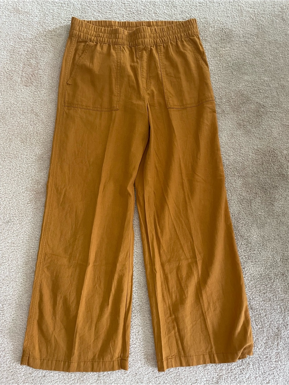 St. John’s Bay High-Rise Wide Leg Linen Blend Pants - Mustard Gold L